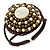 Antique White/ Bronze Shell Bead, Dome Shape Woven Flex Cuff Bracelet - Adjustable