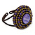 Purple/ Bronze Shell Bead, Dome Shape Woven Flex Cuff Bracelet - Adjustable - view 7