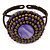 Purple/ Bronze Shell Bead, Dome Shape Woven Flex Cuff Bracelet - Adjustable - view 6
