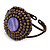 Purple/ Bronze Shell Bead, Dome Shape Woven Flex Cuff Bracelet - Adjustable - view 8