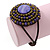 Purple/ Bronze Shell Bead, Dome Shape Woven Flex Cuff Bracelet - Adjustable - view 2