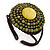 Lime Green/ Bronze Shell Bead, Dome Shape Woven Flex Cuff Bracelet - Adjustable