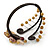 Semiprecious Beaded 'Flower' Flex Bangle Bracelet in Brown/ Cream Tone - Adjustable - view 6