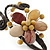 Semiprecious Beaded 'Flower' Flex Bangle Bracelet in Brown/ Cream Tone - Adjustable - view 5