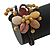 Semiprecious Beaded 'Flower' Flex Bangle Bracelet in Brown/ Cream Tone - Adjustable - view 10