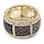 Grey/ Black Snake Print, Crystal Flex Bracelet In Gold Tone - up to 18cm L