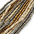 Grey/ Bronze/ Antique White Glass Bead Multistrand Flex Bracelet With Wooden Closure - 19cm L - view 5