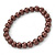 8mm Chocolate Brown Pearl Style Single Strand Bead Flex Bracelet - 18cm L