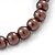 8mm Chocolate Brown Pearl Style Single Strand Bead Flex Bracelet - 18cm L - view 4