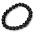8mm Black Pearl Style Single Strand Bead Flex Bracelet - 18cm L