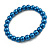 8mm Cobalt Blue Pearl Style Single Strand Bead Flex Bracelet - 18cm L