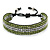Unisex Olive Green/ Silver Glass Bead Friendship Bracelet - Adjustable - view 5