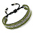 Unisex Olive Green/ Silver Glass Bead Friendship Bracelet - Adjustable