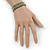 Unisex Olive Green/ Silver Glass Bead Friendship Bracelet - Adjustable - view 2
