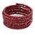 Garnet Red Acrylic Bead Multistrand Coiled Flex Bracelet Bangle - Adjustable - view 5