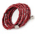 Garnet Red Acrylic Bead Multistrand Coiled Flex Bracelet Bangle - Adjustable - view 7