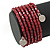 Garnet Red Acrylic Bead Multistrand Coiled Flex Bracelet Bangle - Adjustable - view 4