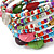 Multistrand Multicoloured Glass and Ceramic Bead Flex Bracelet - Adjustable - view 4