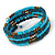 Azure/ Turquoise Stone Bead Multistrand Coiled Flex Bracelet Bangle - Adjustable - view 4