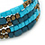 Azure/ Turquoise Stone Bead Multistrand Coiled Flex Bracelet Bangle - Adjustable - view 5