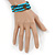 Azure/ Turquoise Stone Bead Multistrand Coiled Flex Bracelet Bangle - Adjustable - view 2