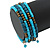 Azure/ Turquoise Stone Bead Multistrand Coiled Flex Bracelet Bangle - Adjustable - view 3