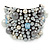 Handmade Cream/ Grey Faux Pearl, Jewelled, Fabric Wristband Bracelet - 15cm L/ 4cm Ext - view 10