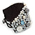 Handmade Cream/ Grey Faux Pearl, Jewelled, Fabric Wristband Bracelet - 15cm L/ 4cm Ext - view 7