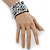 Handmade Cream/ Grey Faux Pearl, Jewelled, Fabric Wristband Bracelet - 15cm L/ 4cm Ext - view 2