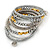 Metallic Silver Glass, Silver & Gold Tone Acrylic Bead Coiled Flex Bracelet - Adjustable - view 7