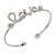 Delicate Clear Crystal 'Love' Cuff Bangle Bracelet In Silver Tone - 19cm Adjustable