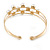 Delicate 3 Bar Cluster White Faux Pearl Cuff Bracelet In Gold Tone - 19cm L - Adjustable - view 4
