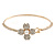 Delicate Clear Crystal, Pearl Flower Thin Bangle Bracelet In Gold Tone - 19cm - view 6