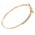 Delicate Clear Crystal, Pearl Flower Thin Bangle Bracelet In Gold Tone - 19cm - view 7