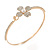 Delicate Clear Crystal, Pearl Flower Thin Bangle Bracelet In Gold Tone - 19cm - view 5