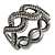Black/ Grey/ Clear Crystal Plaited Hinged Bangle Bracelet In Black Tone - 19cm L