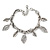Vintage Inspired Leaf Charm with Chunky Chain Bracelet In Silver Tone - 17cm L/ 4cm Ext
