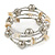 Antique White Shell Nugget, Mirrored Ball Bead Multistrand Flex Bracelet - Medium - view 2