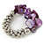 Purple Shell Mirrored Silver Acrylic Bead Flex Bracelet - 17cm L - view 4