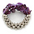 Purple Shell Mirrored Silver Acrylic Bead Flex Bracelet - 17cm L - view 5
