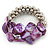 Purple Shell Mirrored Silver Acrylic Bead Flex Bracelet - 17cm L