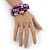Purple Shell Mirrored Silver Acrylic Bead Flex Bracelet - 17cm L - view 2