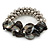 Black Shell Mirrored Silver Acrylic Bead Flex Bracelet - 17cm L