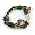 Black, Green Shell, Glass Bead Flex Bracelet - 18cm L - view 3