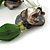 Black, Green Shell, Glass Bead Flex Bracelet - 18cm L - view 5