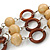 3 Strand Brown Wood Bead and Loop Bracelet In Silver Tone Metal - 21cm L/ 5cm Ext - view 3