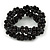 Black Ceramic Bead Loop Flex Bracelet - 18cm L