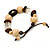 Brown/ Natural Wood and Transparent Acrylic Bead Bracelet with Cotton Cords - Adjustable - view 3