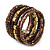 Brown/ Gold Wood, Acrylic Bead Coiled Flex Bracelet - 19cm L