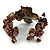 Taupe/ Coffee Brown Floral Sea Shell & Simulated Pearl Cuff Bracelet (Silver Tone) - Adjustable - view 5